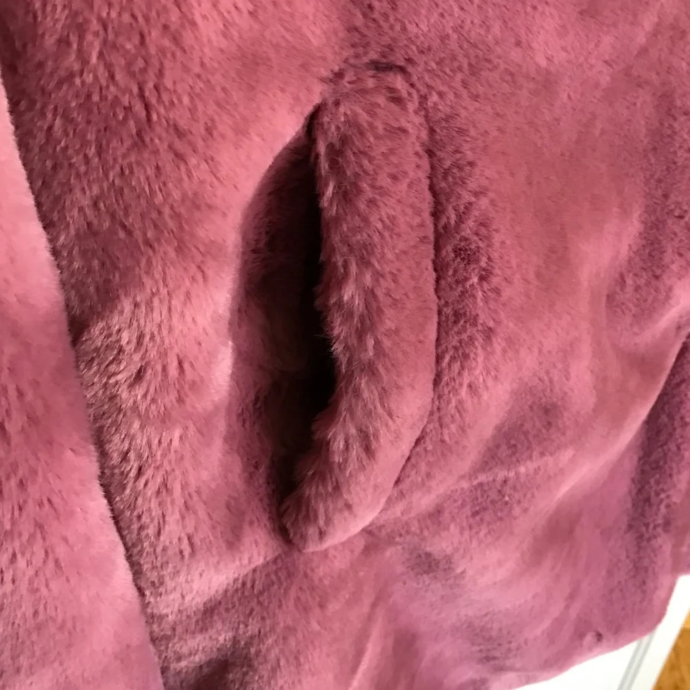 PRIMARK Faux Fur Pink Coat Oversized Teddy Jacket Women’s Size Medium - Picture 6 of 16